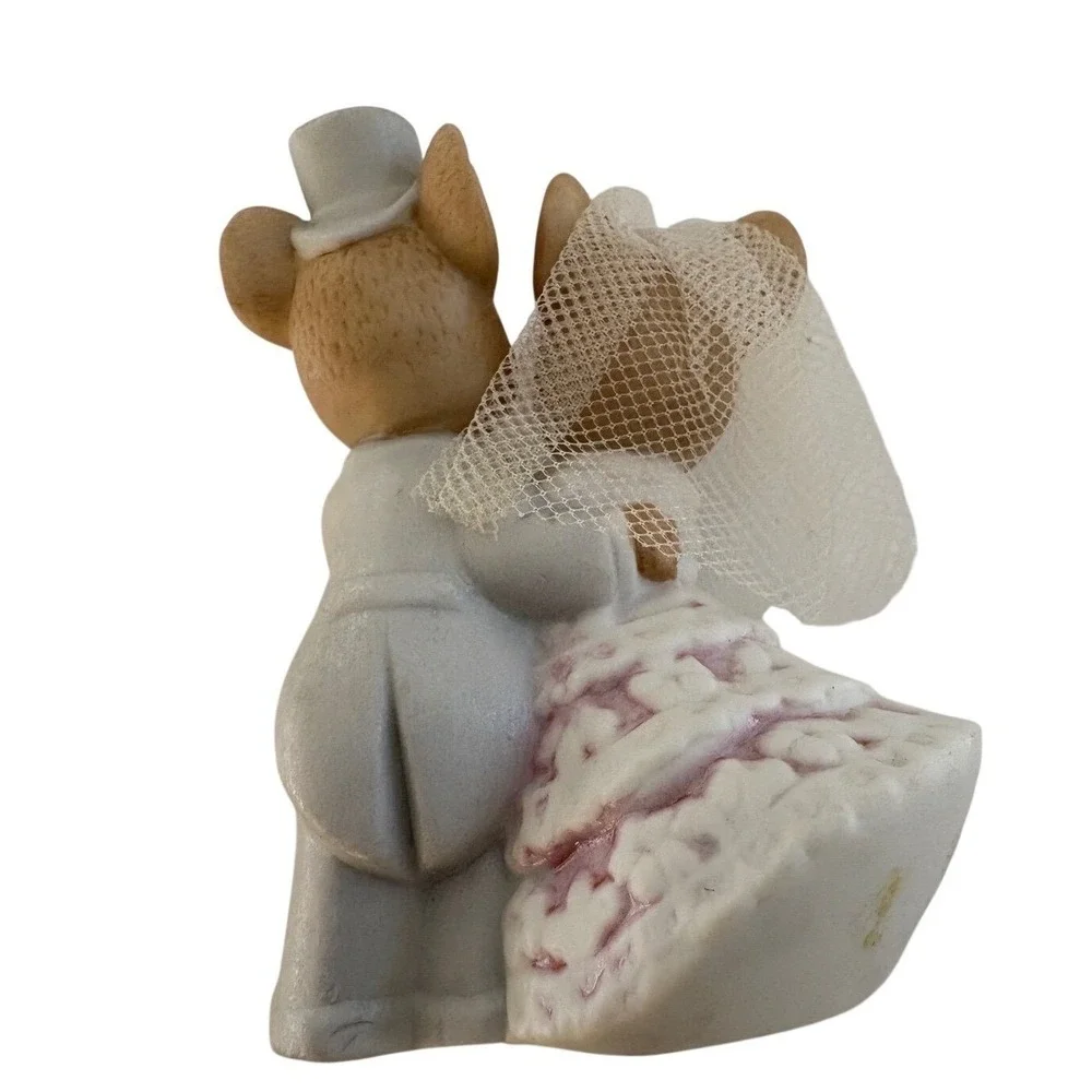 Vintage‎ Miniature Mouse Wedding Party Figurines Fairy Garden Bride Groom 6pcHip
